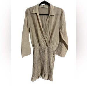 Zara Natural Linen blend mini dress